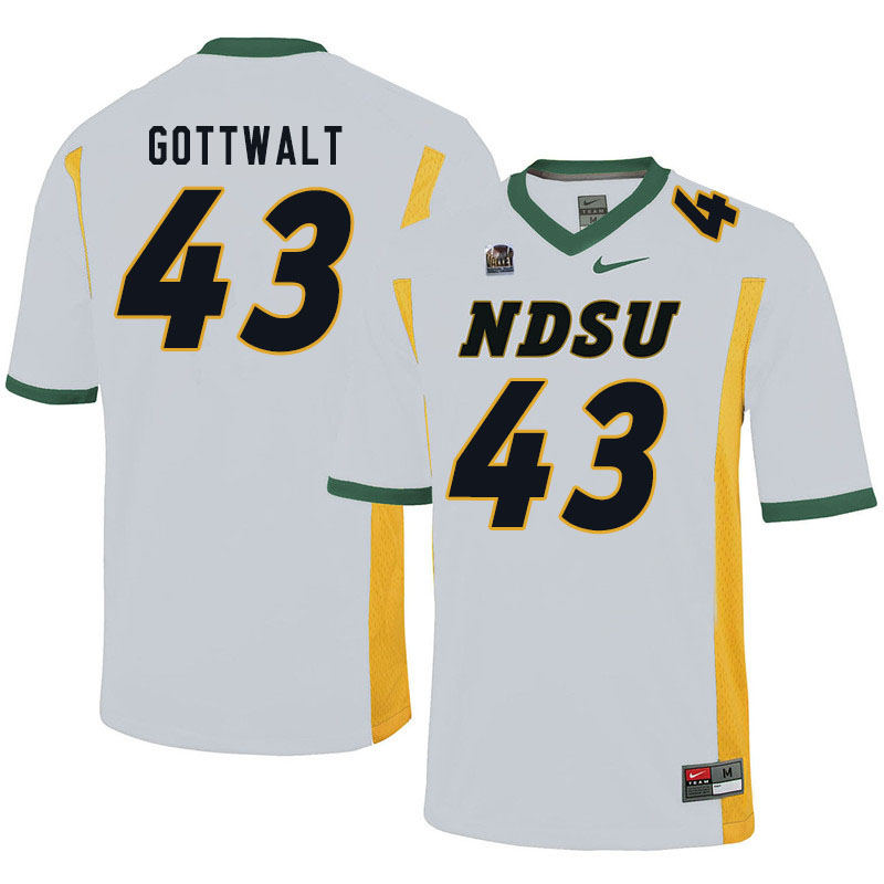 Men #43 Zach Gottwalt North Dakota State Bison College Football Jerseys Sale-White - Click Image to Close